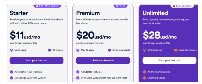 Timely Pricing Plans